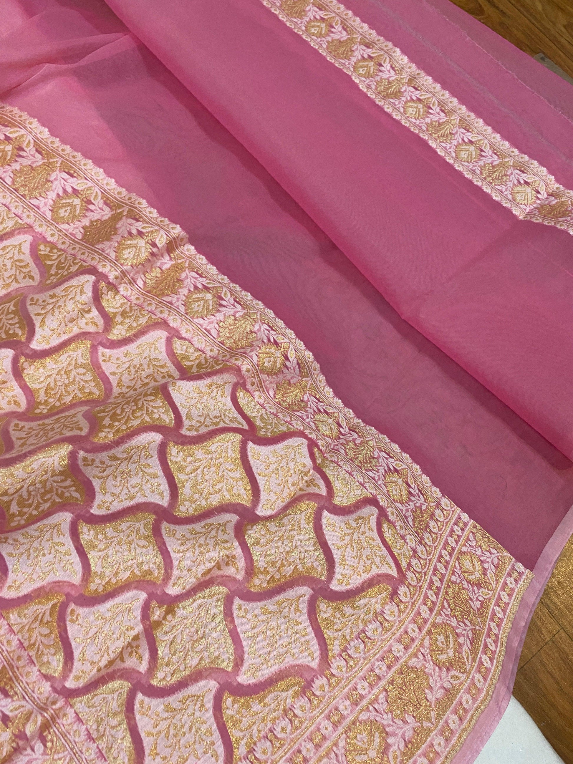 Handwoven Pink Pure Banarasi Cotton Sari by Shades Of Benares - banarasi - banarasi saree shop