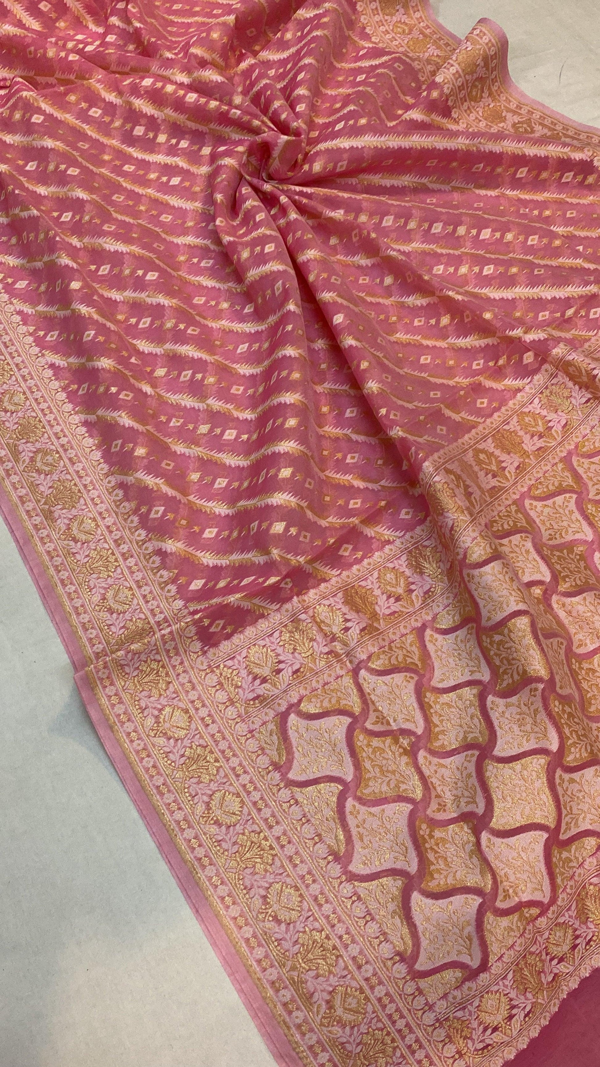 Handwoven Pink Pure Banarasi Cotton Sari by Shades Of Benares - banarasi - banarasi saree shop