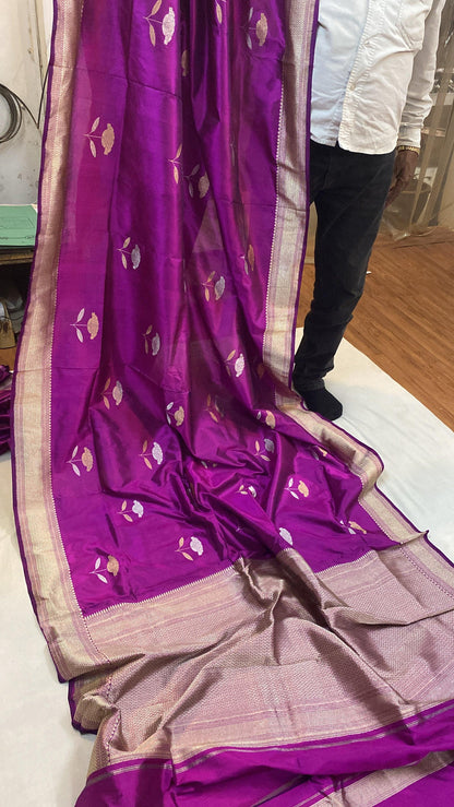 Kadhwa Purple Pure Banarasi Silk Sari by Shades Of Benares - banarasi - banarasi saree shop