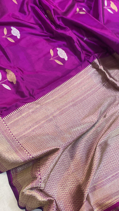 Kadhwa Purple Pure Banarasi Silk Sari by Shades Of Benares - banarasi - banarasi saree shop