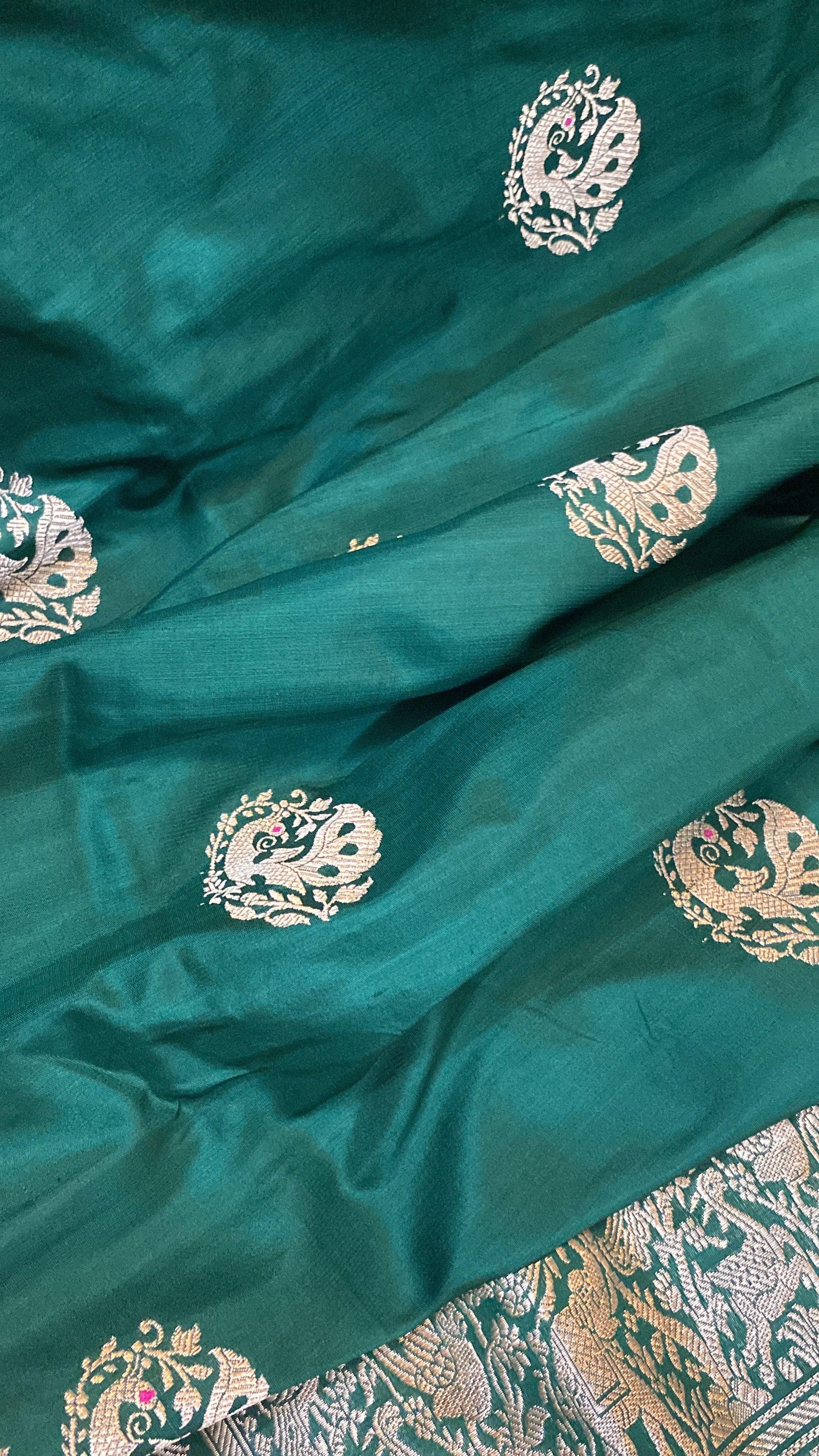 Kadhwa Green Pure Banarasi Silk Sari by Shades Of Benares - banarasi - banarasi saree shop