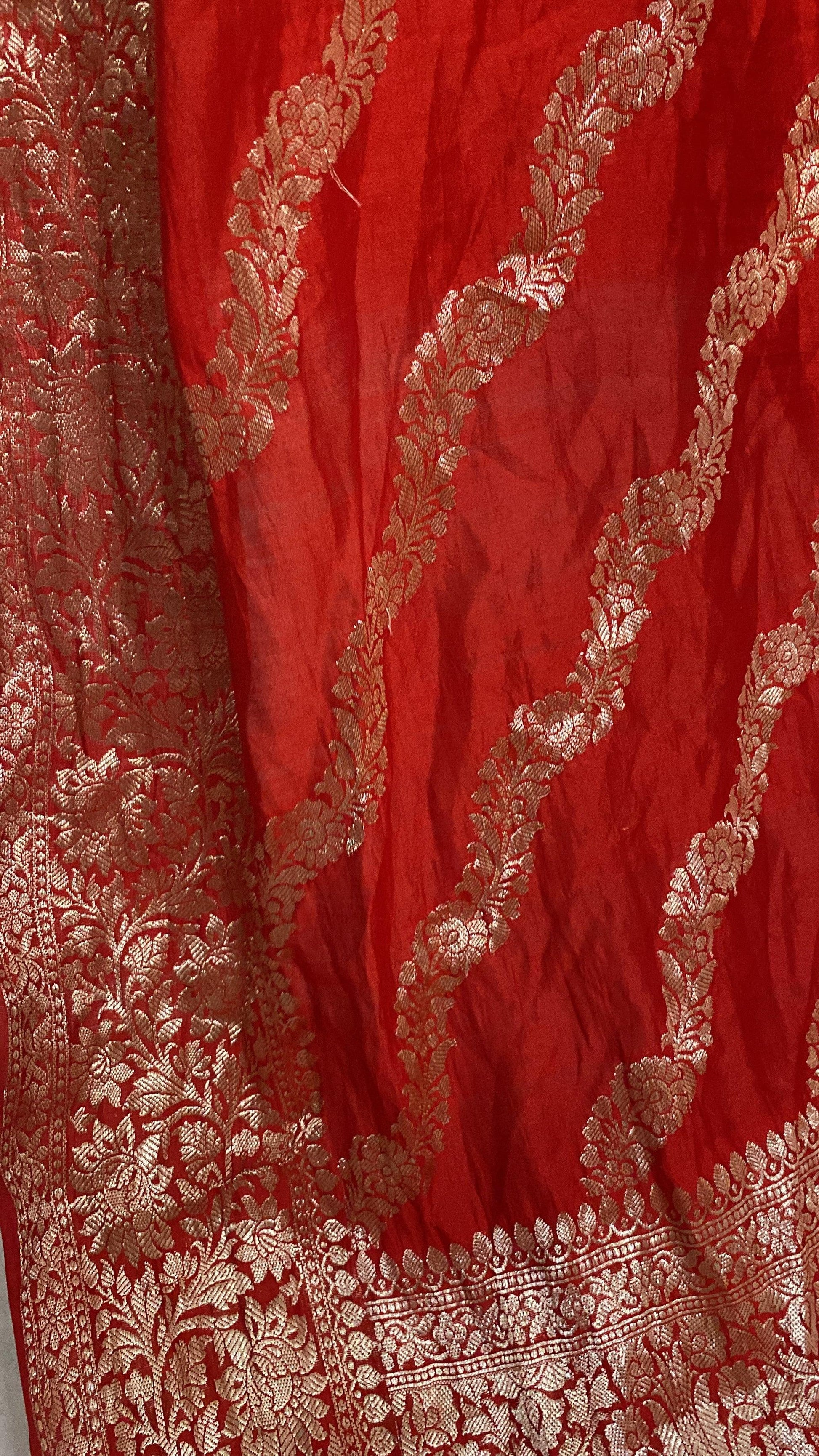 Handwoven Red Pure Banarasi Silk Sari by Shades Of Benares - banarasi - banarasi saree shop