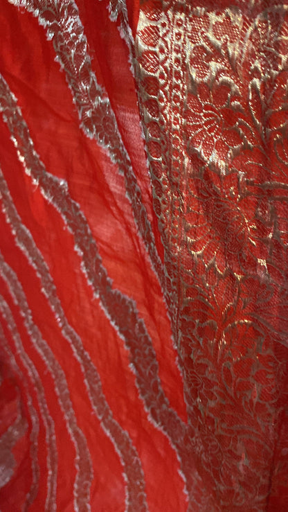 Handwoven Red Pure Banarasi Silk Sari by Shades Of Benares - banarasi - banarasi saree shop