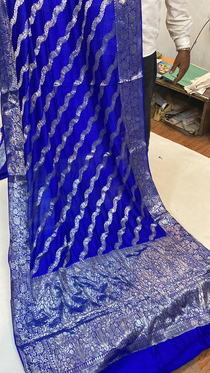 Handwoven Blue Pure Banarasi Silk Sari by Shades Of Benares - banarasi - banarasi saree shop