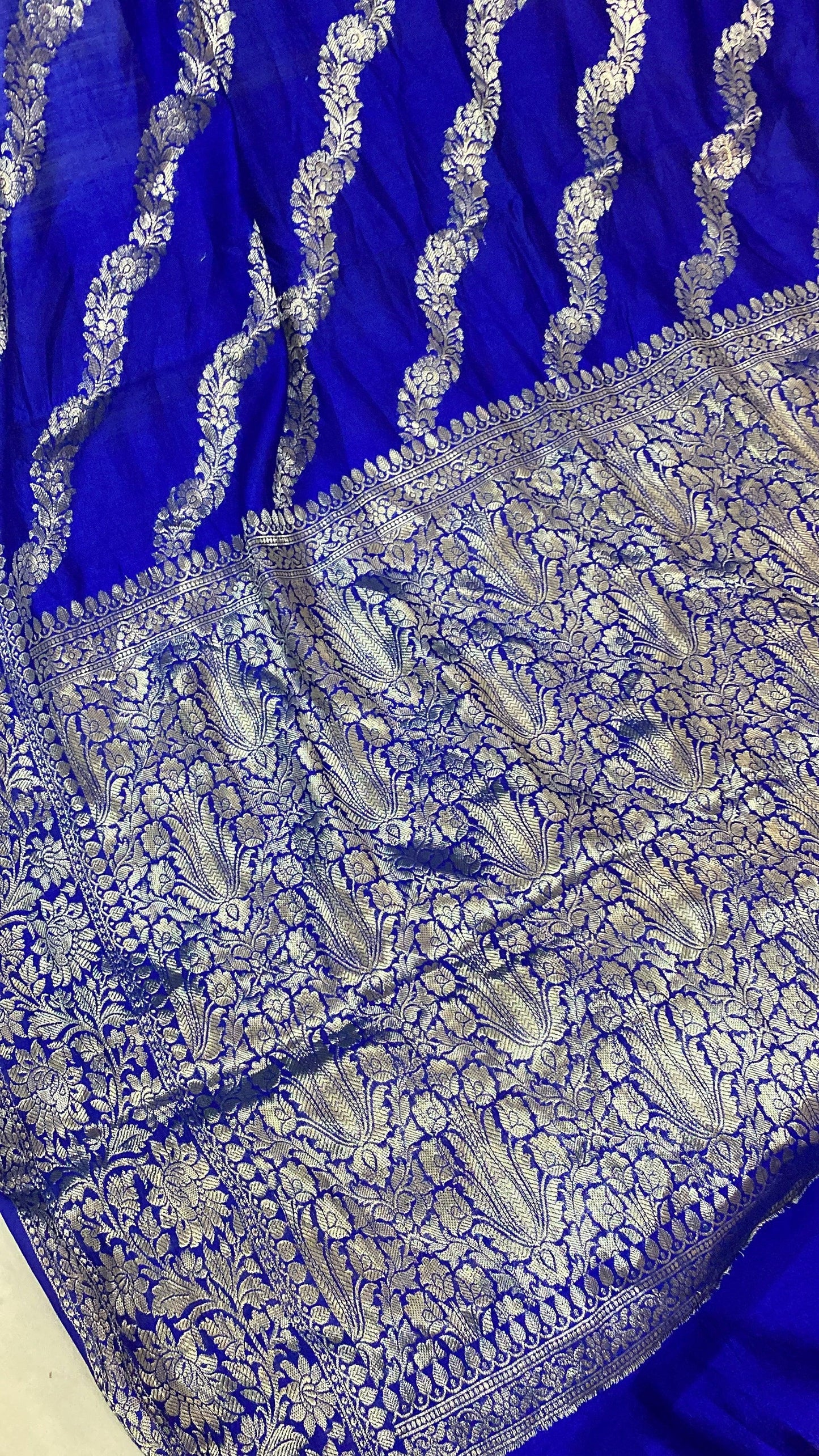 Handwoven Blue Pure Banarasi Silk Sari by Shades Of Benares - banarasi - banarasi saree shop