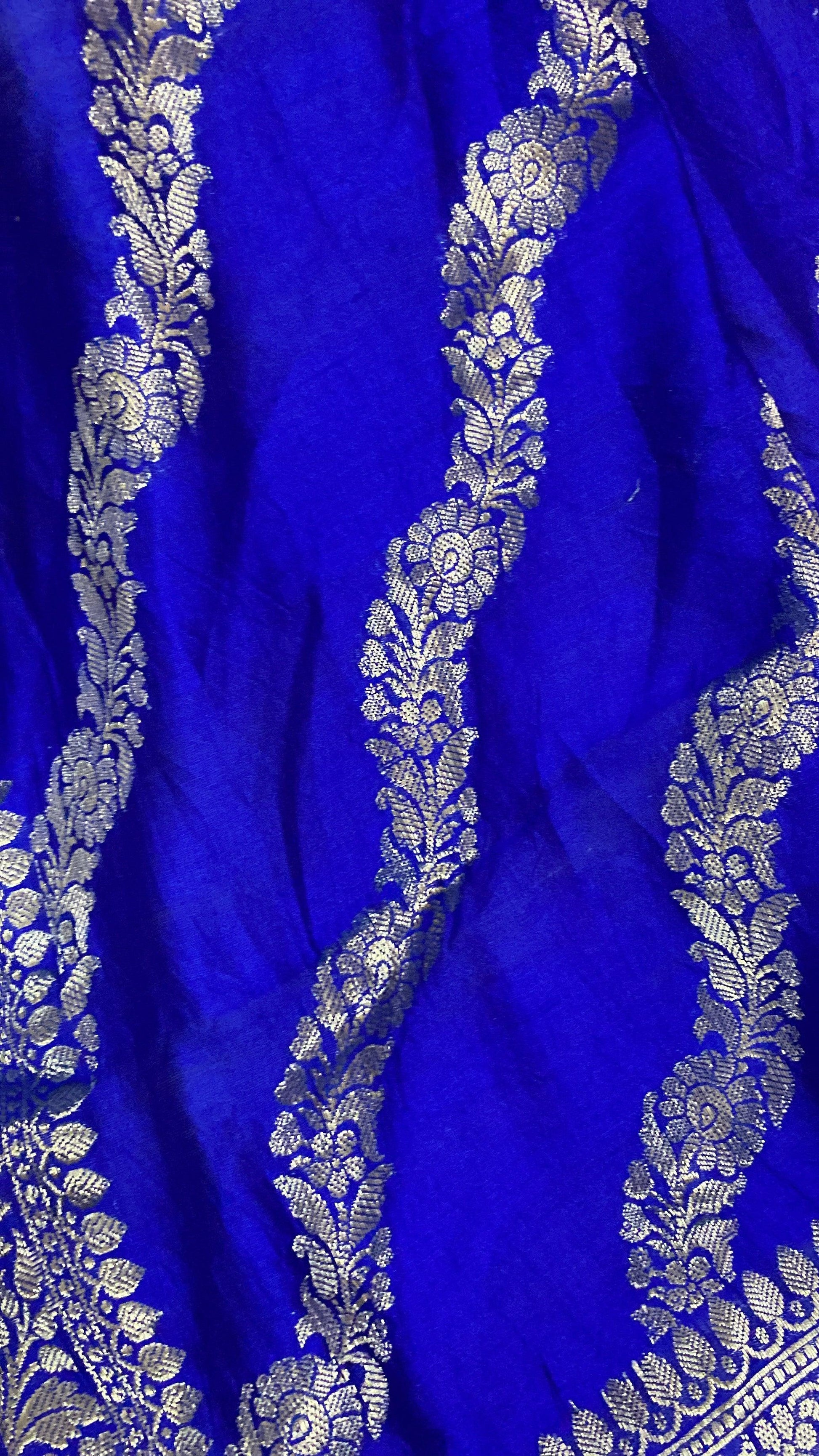 Handwoven Blue Pure Banarasi Silk Sari by Shades Of Benares - banarasi - banarasi saree shop