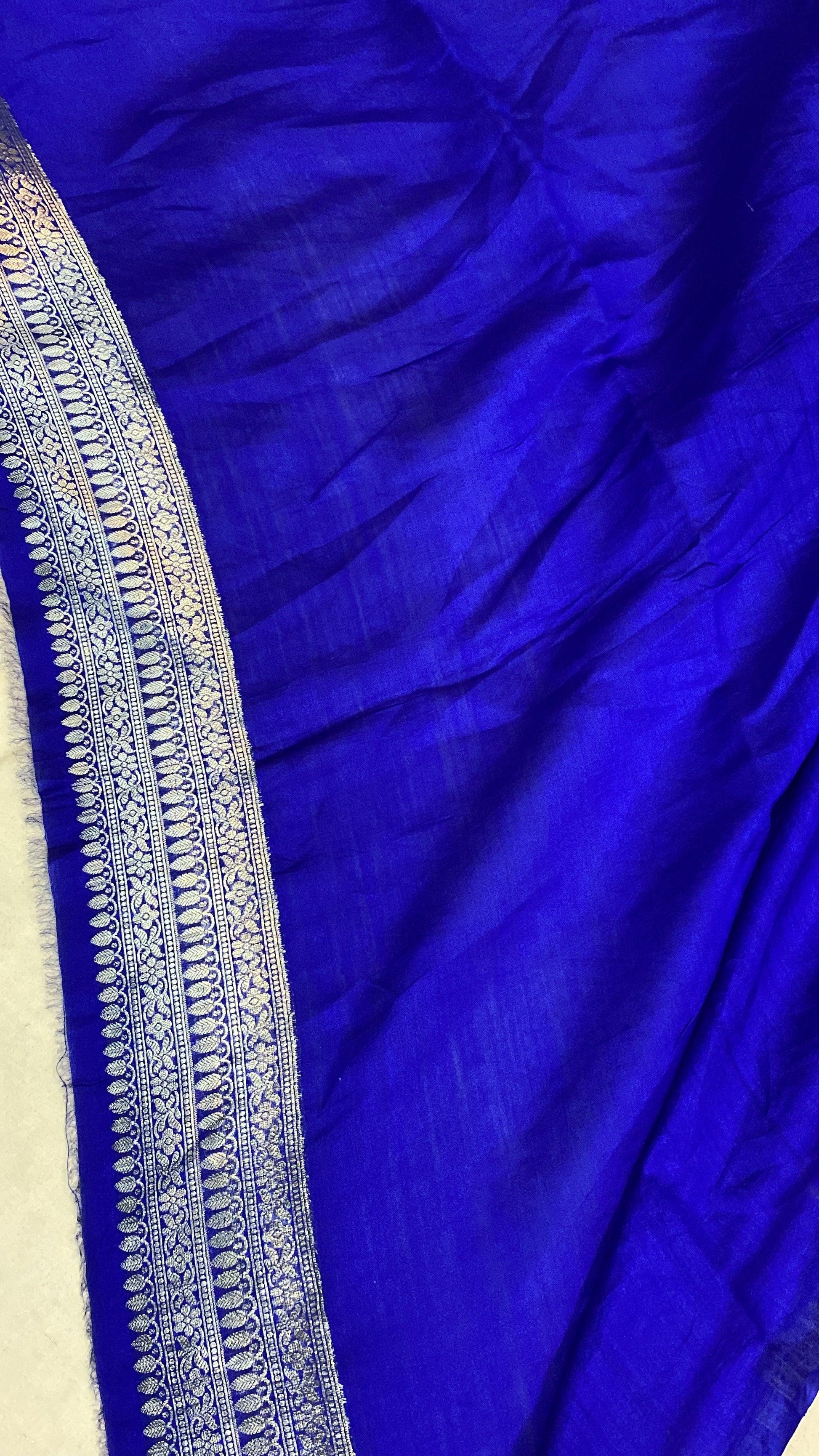 Handwoven Blue Pure Banarasi Silk Sari by Shades Of Benares - banarasi - banarasi saree shop