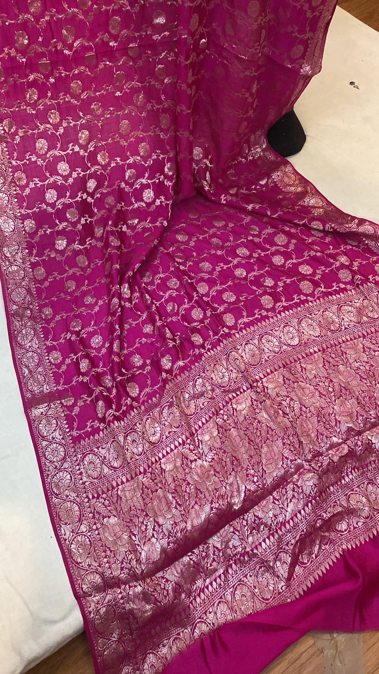 Handwoven Pink Pure Banarasi Silk Sari by Shades Of Benares - banarasi - banarasi saree shop