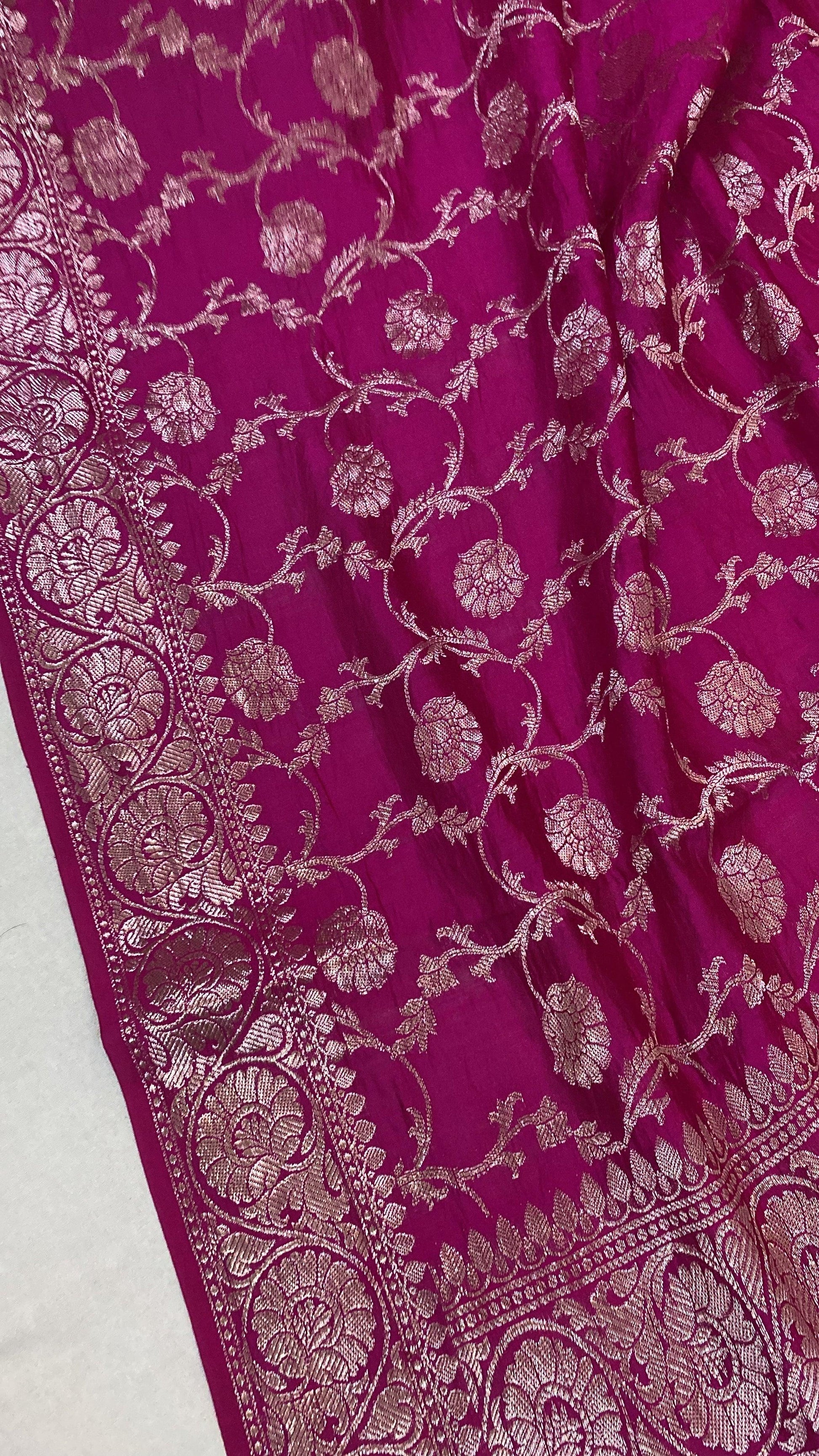 Handwoven Pink Pure Banarasi Silk Sari by Shades Of Benares - banarasi - banarasi saree shop