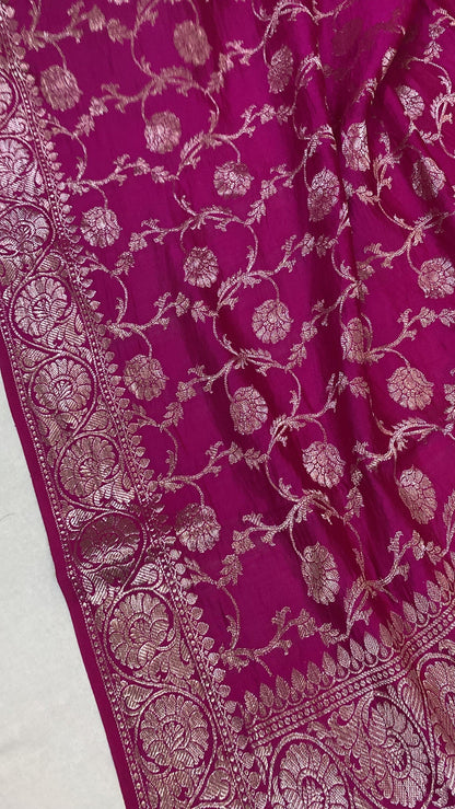 Handwoven Pink Pure Banarasi Silk Sari by Shades Of Benares - banarasi - banarasi saree shop