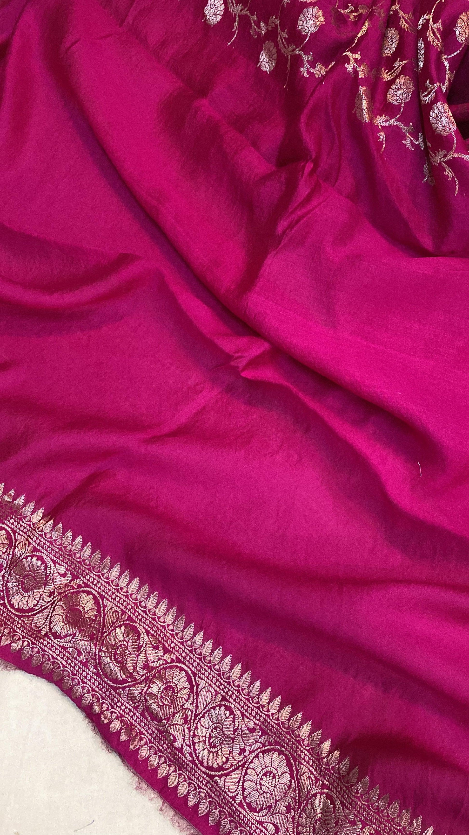 Handwoven Pink Pure Banarasi Silk Sari by Shades Of Benares - banarasi - banarasi saree shop