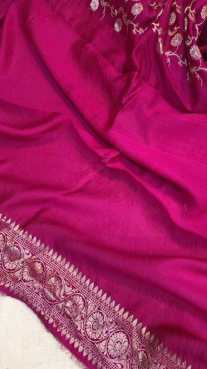 Handwoven Pink Pure Banarasi Silk Sari by Shades Of Benares - banarasi - banarasi saree shop