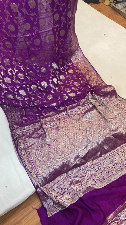 Handwoven Purple Pure Banarasi Silk Sari by Shades Of Benares - banarasi - banarasi saree shop