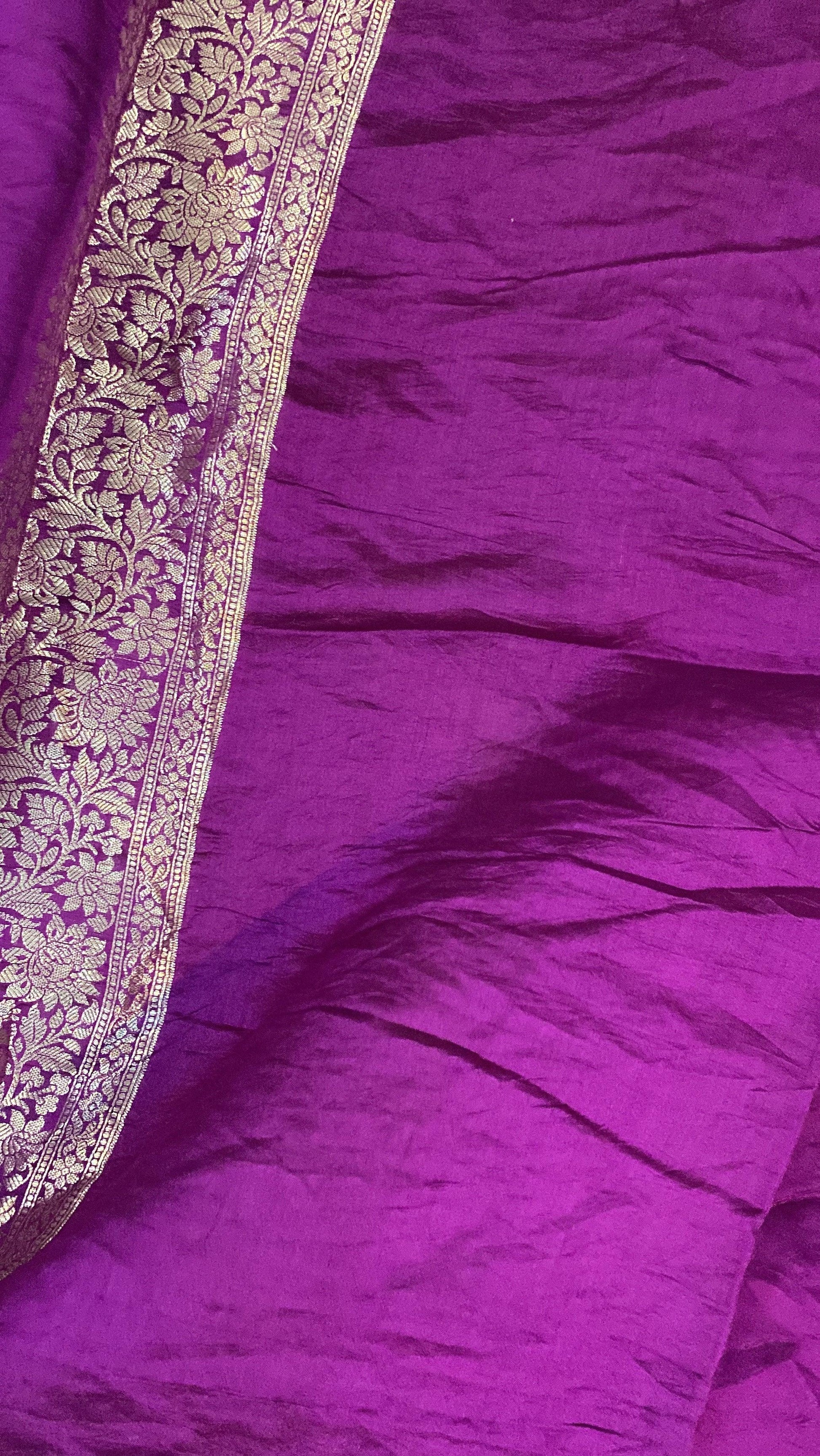 Handwoven Purple Pure Banarasi Silk Sari by Shades Of Benares - banarasi - banarasi saree shop