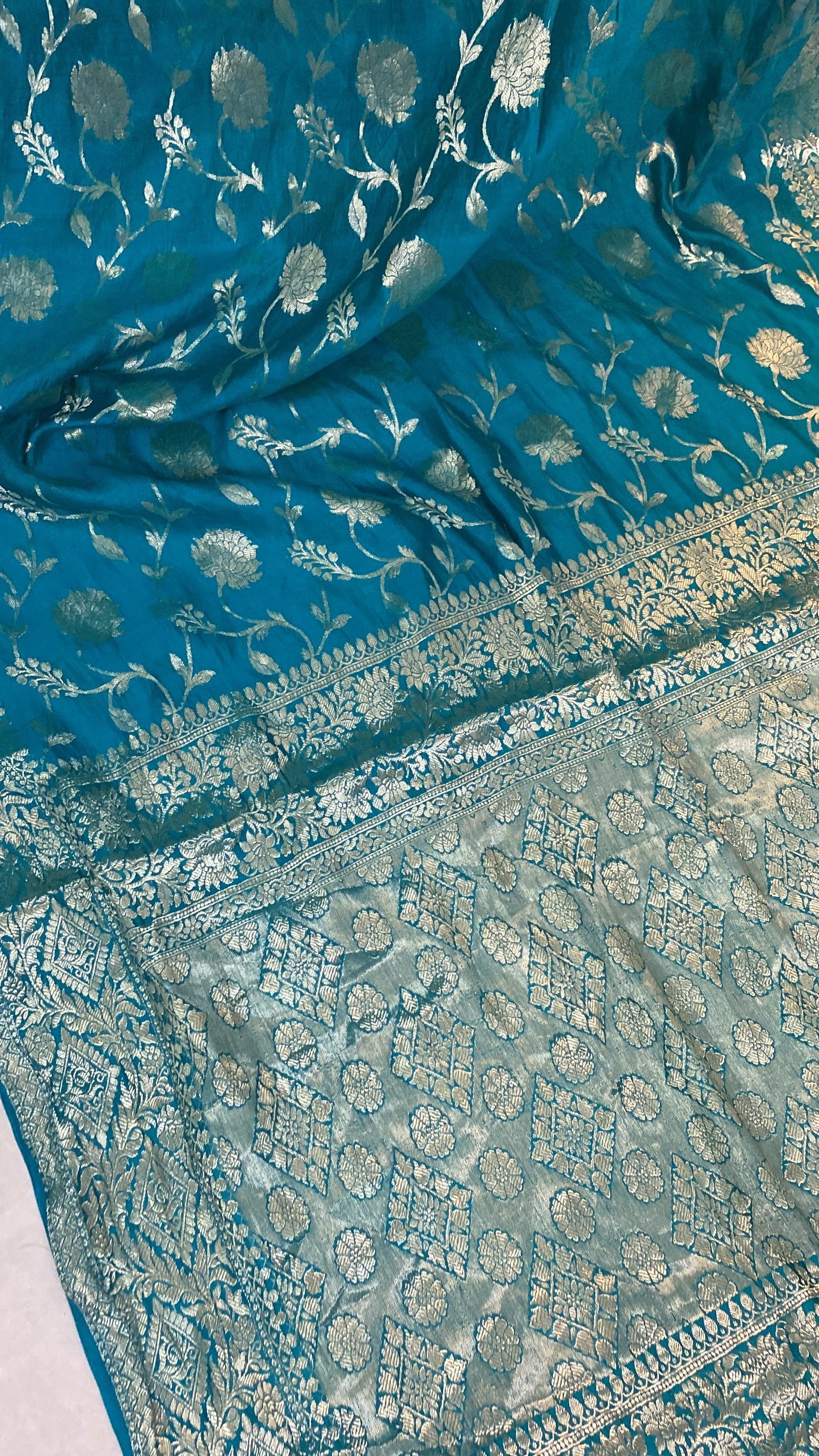 Handwoven Blue Pure Banarasi Silk Sari by Shades Of Benares - banarasi - banarasi saree shop