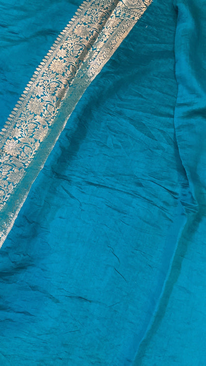 Handwoven Blue Pure Banarasi Silk Sari by Shades Of Benares - banarasi - banarasi saree shop