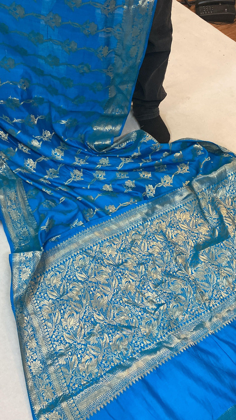 Handwoven Blue Pure Banarasi Silk Sari