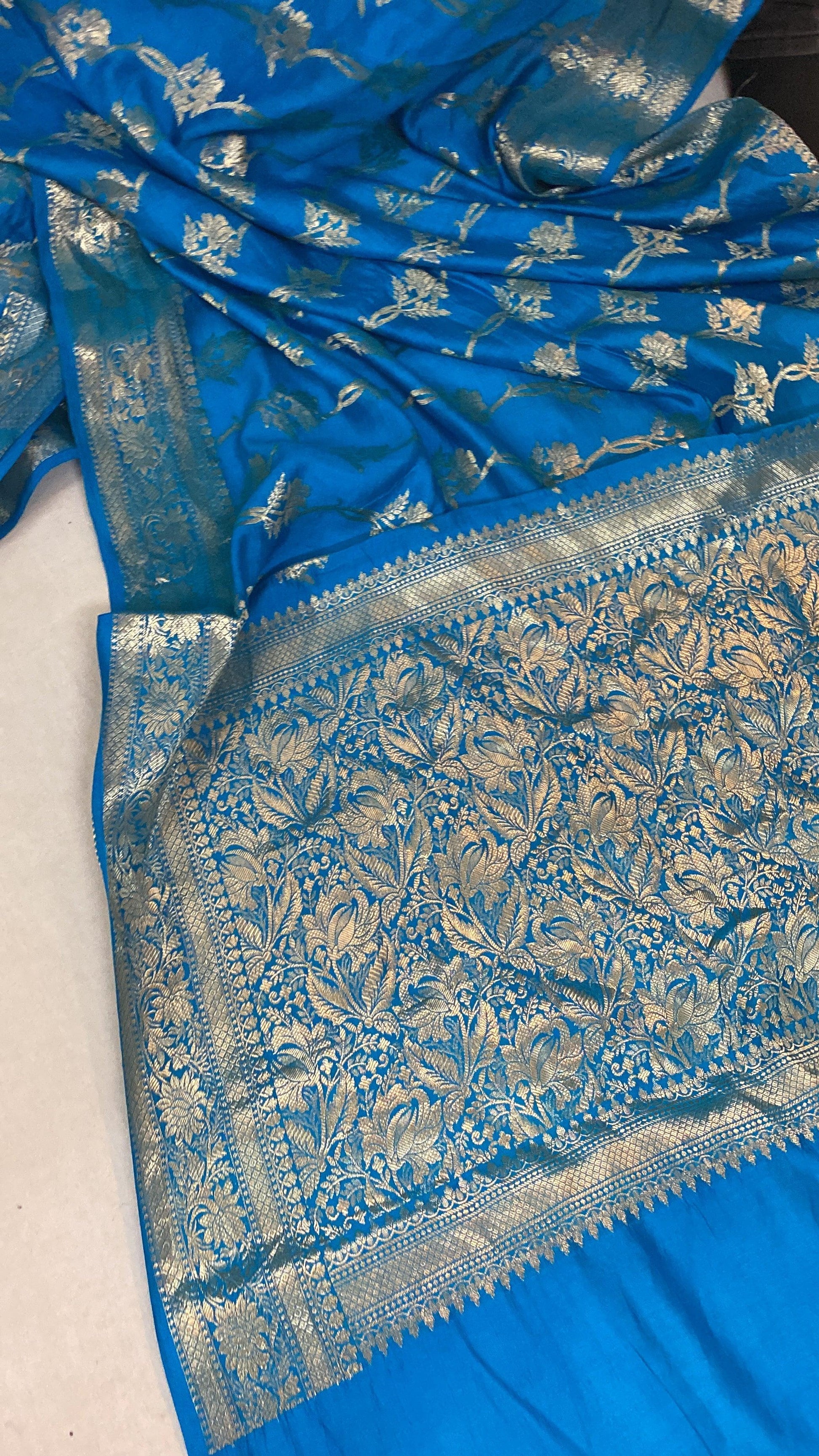 Handwoven Blue Pure Banarasi Silk Sari by Shades Of Benares - banarasi - banarasi saree shop