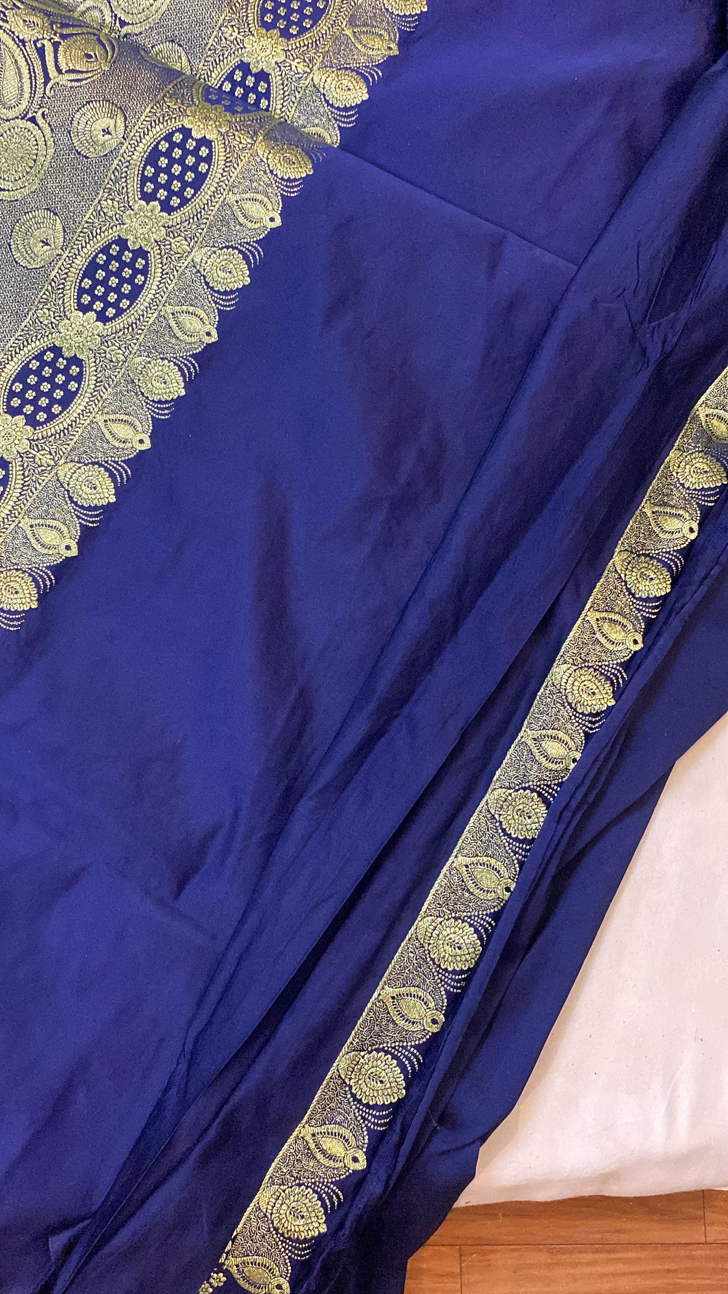 Handwoven Blue Banarasi Silk Sari by Shades Of Benares - banarasi - banarasi saree shop