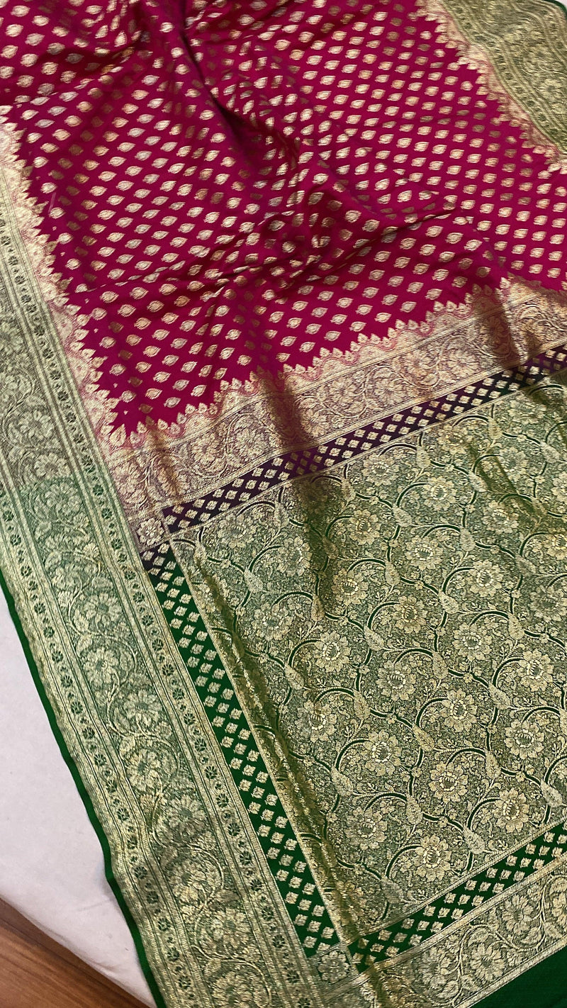 Handwoven Pink Banarasi Silk Sari