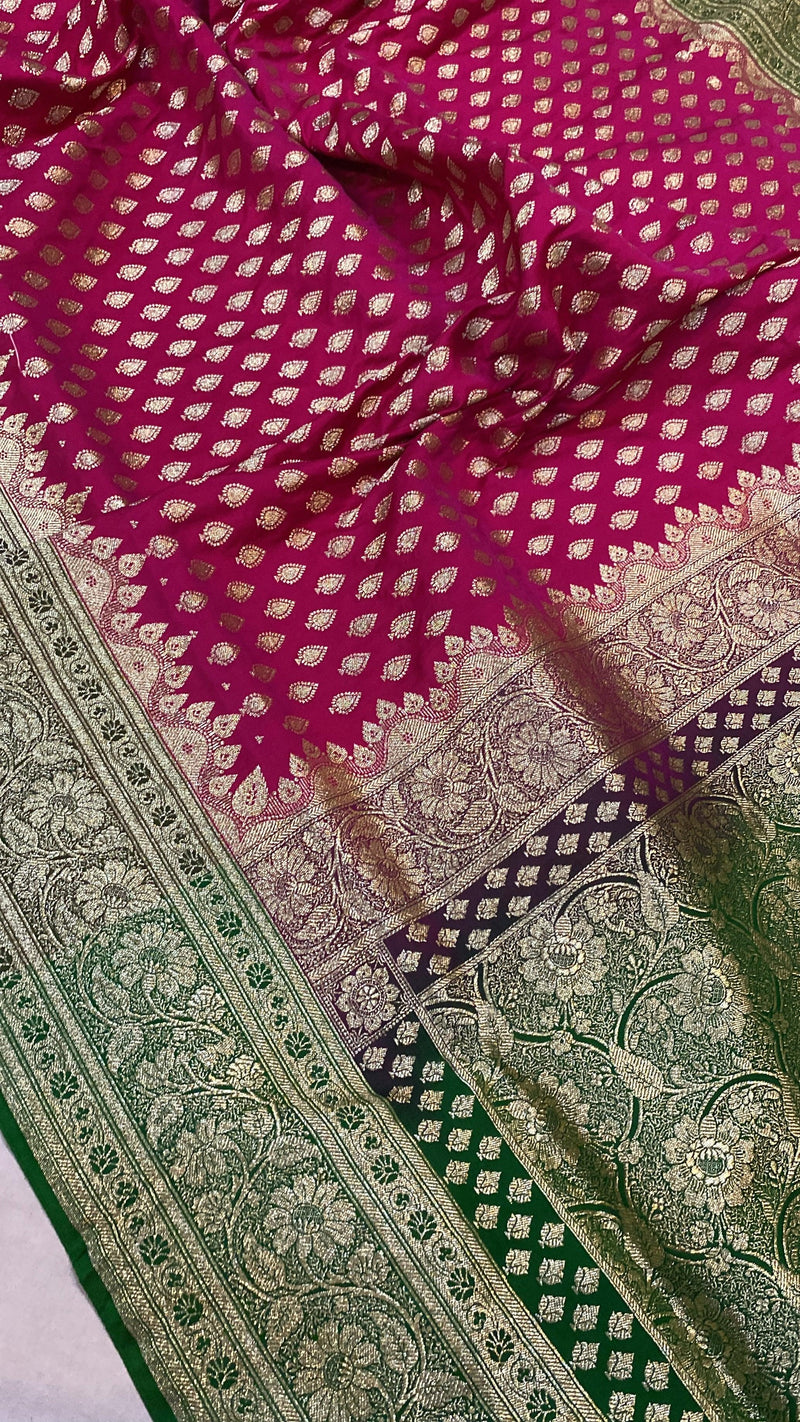 Handwoven Pink Banarasi Silk Sari