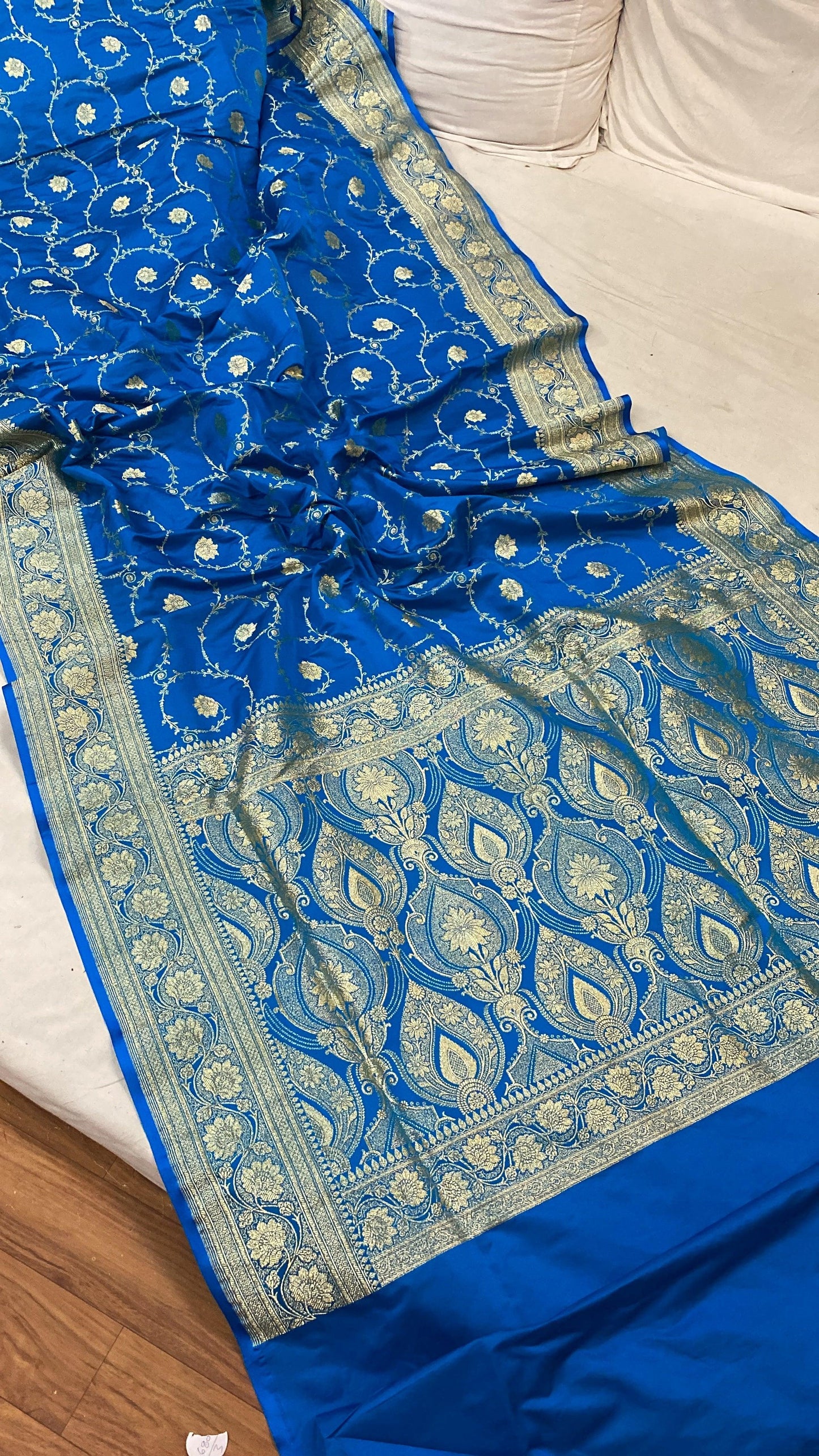 Handwoven Blue Banarasi Silk Sari by Shades Of Benares - banarasi - banarasi saree shop