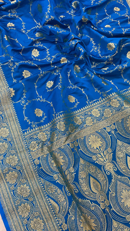 Handwoven Blue Banarasi Silk Sari by Shades Of Benares - banarasi - banarasi saree shop