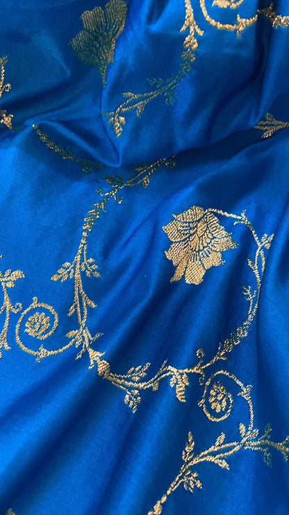 Handwoven Blue Banarasi Silk Sari by Shades Of Benares - banarasi - banarasi saree shop