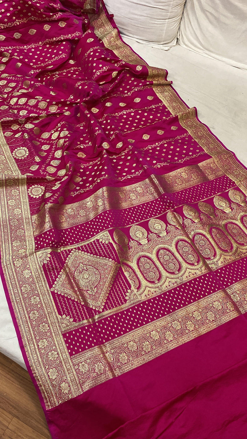 Handwoven Pink Banarasi Silk Sari - Shades Of Benares
