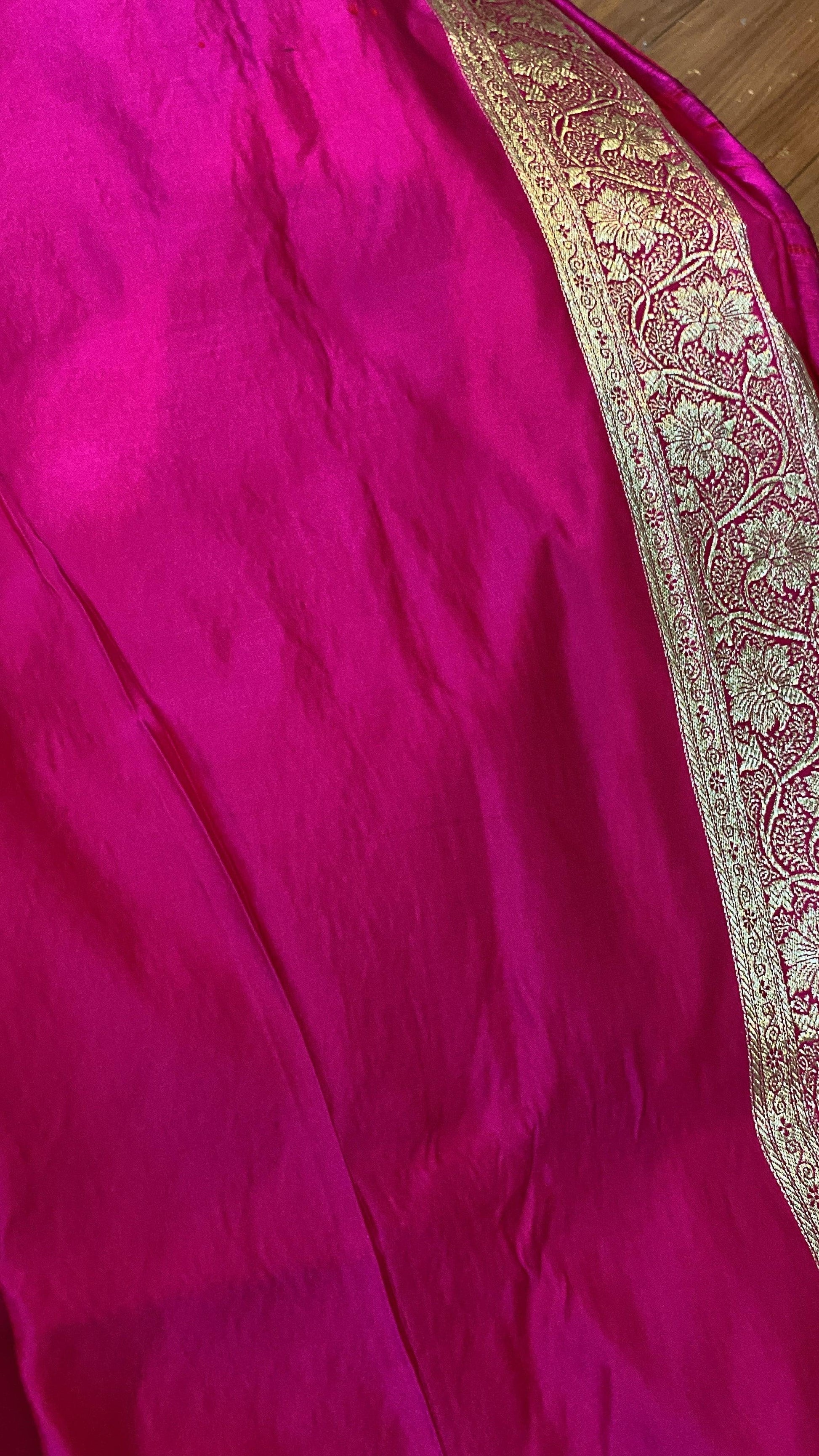 Handwoven Pink Banarasi Silk Sari by Shades Of Benares - banarasi - banarasi saree shop