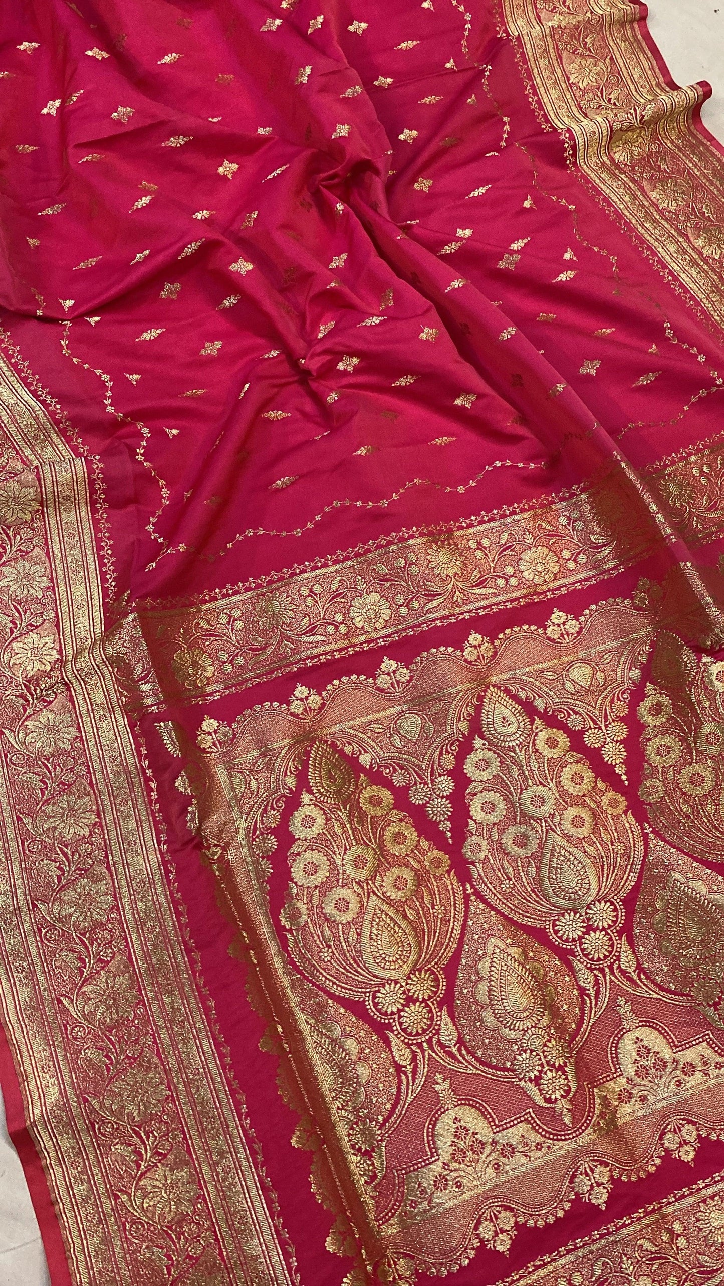 Handwoven Pink Banarasi Silk Sari by Shades Of Benares - banarasi - banarasi saree shop