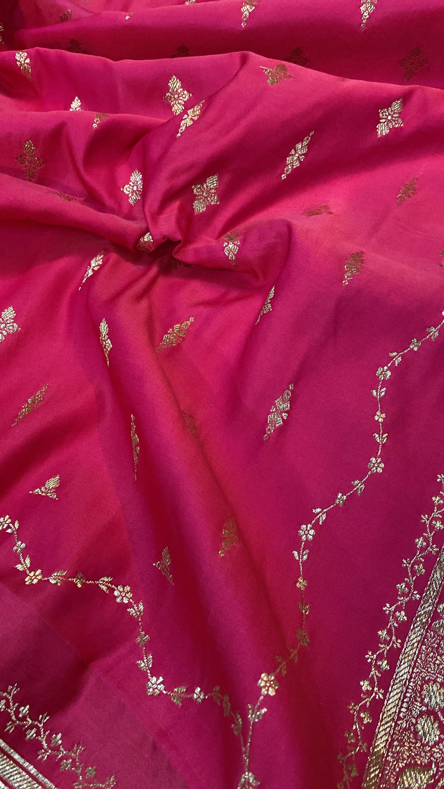 Handwoven Pink Banarasi Silk Sari by Shades Of Benares - banarasi - banarasi saree shop