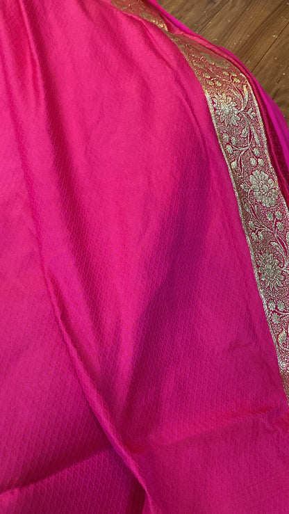 Handwoven Pink Banarasi Silk Sari by Shades Of Benares - banarasi - banarasi saree shop