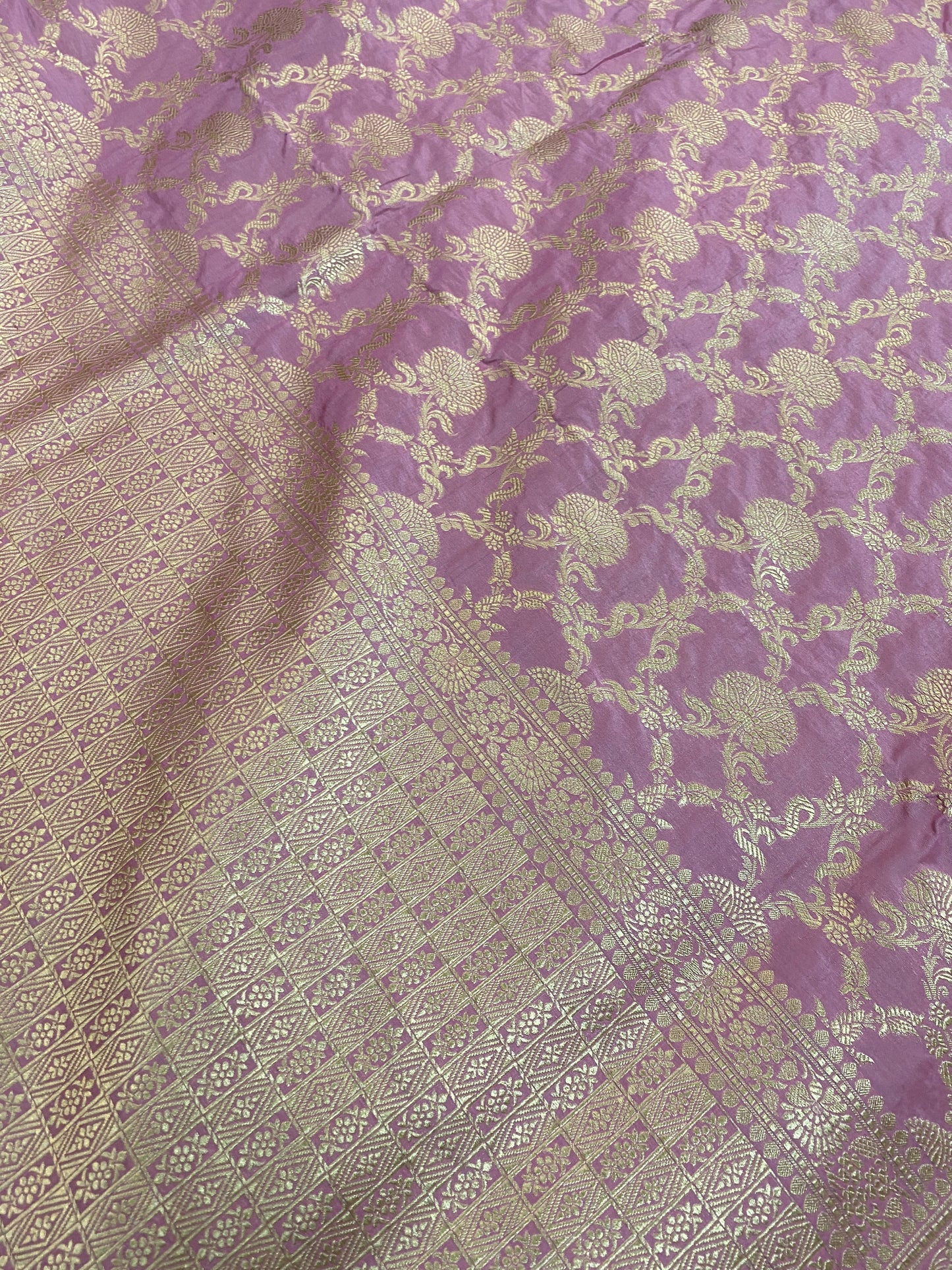 Pink Pure Silk Banarasi Saree with Floral Jaal by Shades Of Benares - banarasi - banarasi saree shop - banarasi saree manufacturers - banarasi saree wholesale - banaraasi sarees