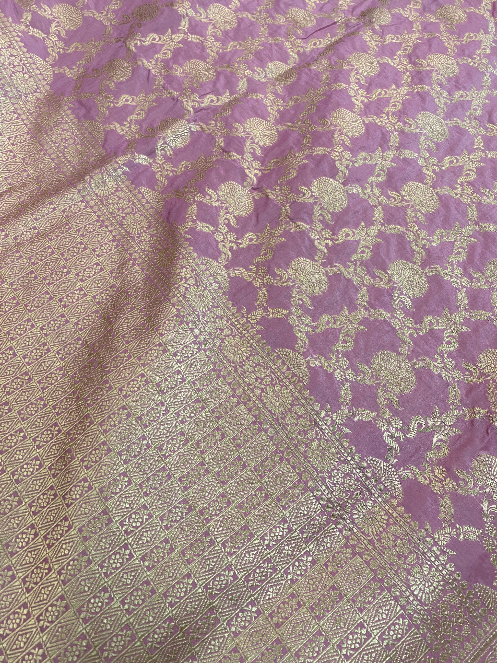 Pink Pure Silk Banarasi Saree with Floral Jaal by Shades Of Benares - banarasi - banarasi saree shop - banarasi saree manufacturers - banarasi saree wholesale - banaraasi sarees