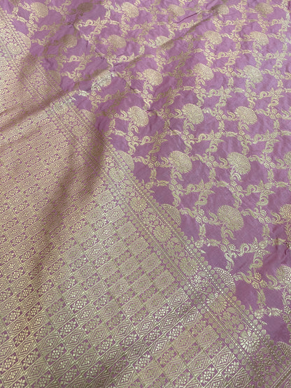 Pink Pure Silk Banarasi Saree with Floral Jaal by Shades Of Benares - banarasi - banarasi saree shop - banarasi saree manufacturers - banarasi saree wholesale - banaraasi sarees