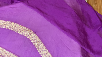 Purple Pure Khaddi Georgette Banarasi Sari by Shades Of Benares - banarasi - banarasi saree shop