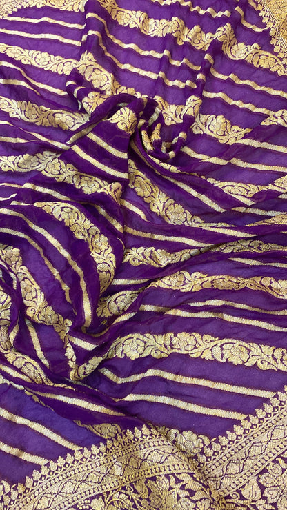 Purple Pure Khaddi Georgette Banarasi Sari by Shades Of Benares - banarasi - banarasi saree shop