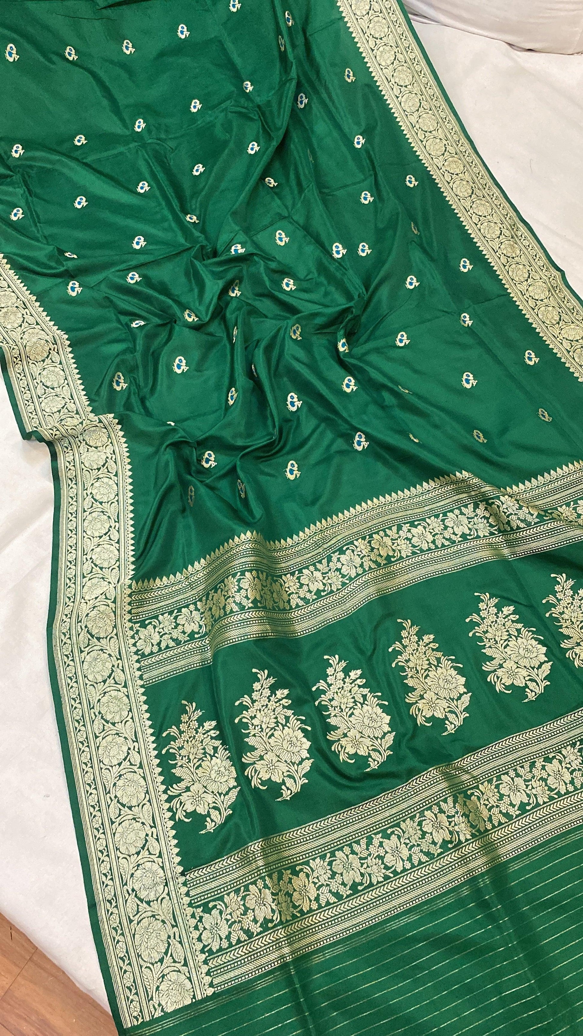 Kadhwa Green Pure Banarasi Silk Sari by Shades Of Benares - banarasi - banarasi saree shop