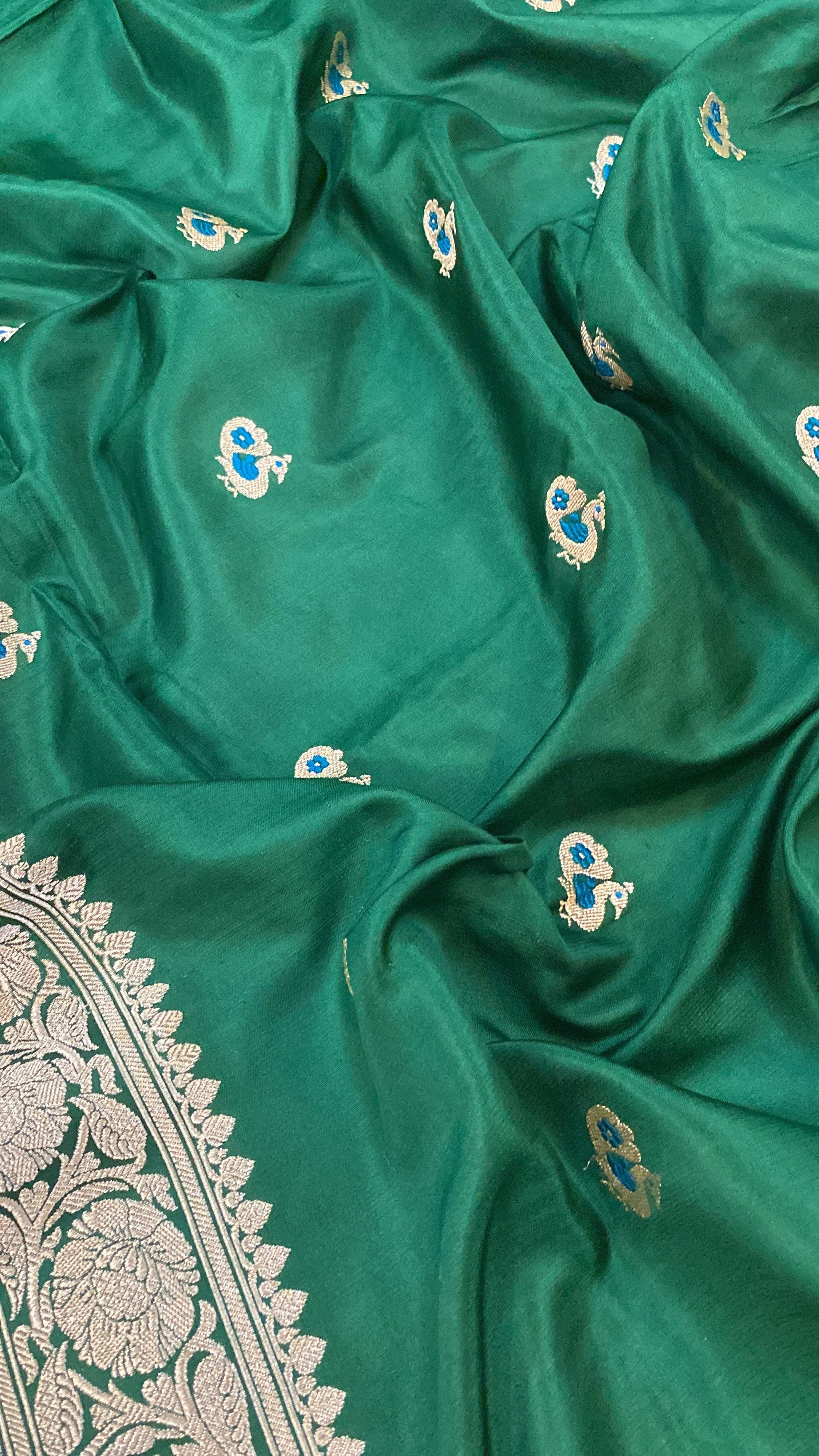 Kadhwa Green Pure Banarasi Silk Sari by Shades Of Benares - banarasi - banarasi saree shop