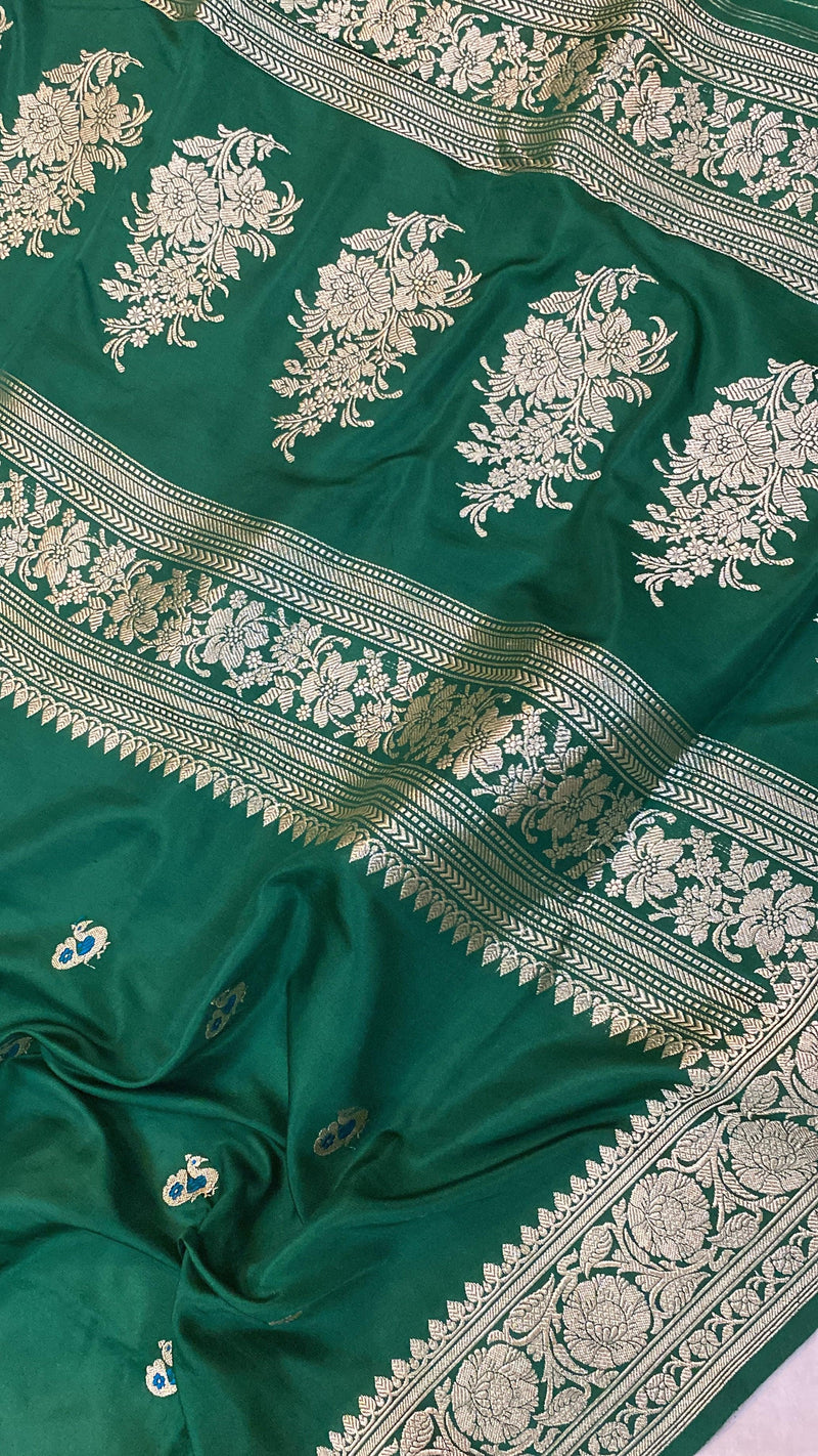Kadhwa Green Pure Banarasi Silk Sari