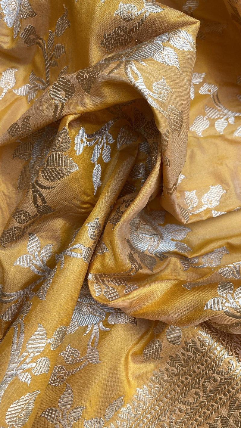 Kadhwa Yellow Pure Banarasi Silk Sari - Shades Of Benares