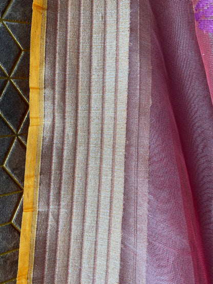 Pink Pure Tissue Silk Banarasi Saree with Kaadhwa Minakari Flowers by Shades Of Benares - banarasi - banarasi saree shop - banarasi saree manufacturers - banarasi saree wholesale - banaraasi sarees