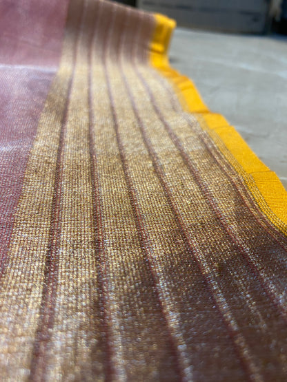 Pink Pure Tissue Silk Banarasi Saree with Kaadhwa Minakari Flowers by Shades Of Benares - banarasi - banarasi saree shop - banarasi saree manufacturers - banarasi saree wholesale - banaraasi sarees