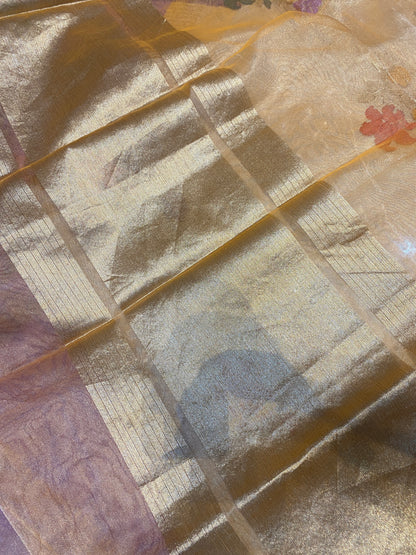 Yellow Pure Tissue Silk Banarasi Saree with Kaadhwa Minakari Motifs by Shades Of Benares - banarasi - banarasi saree shop - banarasi saree manufacturers - banarasi saree wholesale - banaraasi sarees