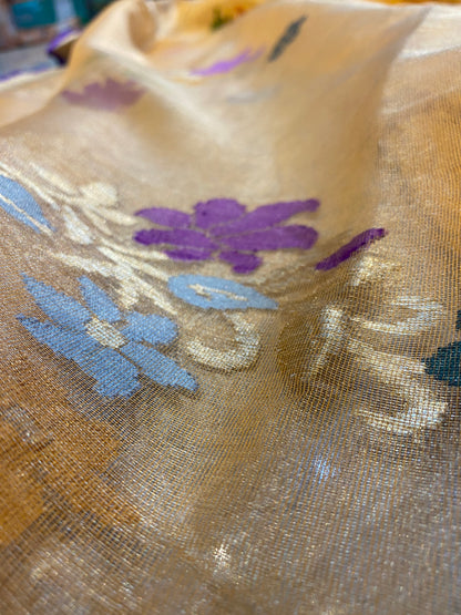 Yellow Pure Tissue Silk Banarasi Saree with Kaadhwa Minakari Motifs by Shades Of Benares - banarasi - banarasi saree shop - banarasi saree manufacturers - banarasi saree wholesale - banaraasi sarees