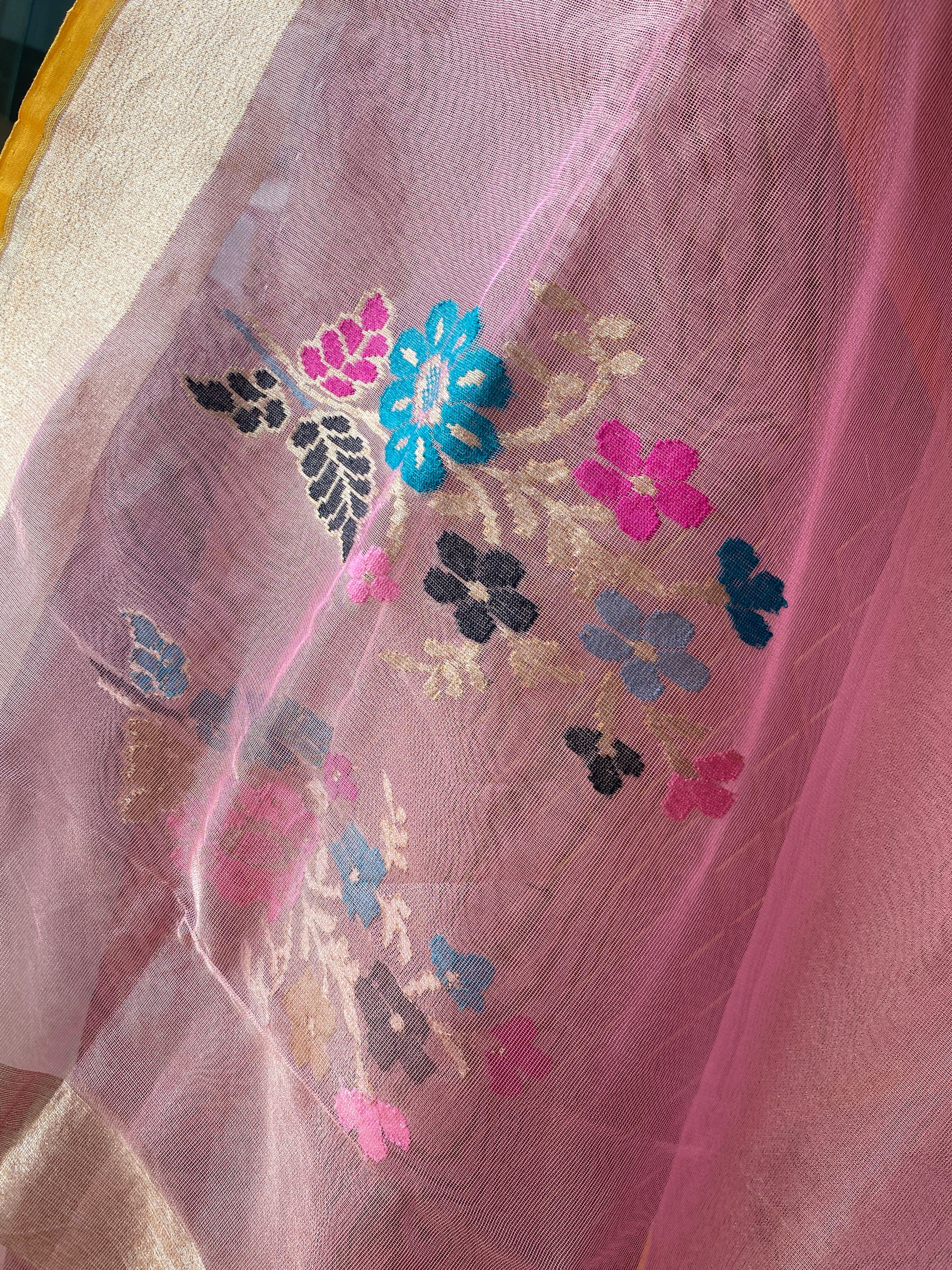 Peach Delight Tissue Silk Banarasi Saree with Minakari Weave by Shades Of Benares - banarasi - banarasi saree shop - banarasi saree manufacturers - banarasi saree wholesale - banaraasi sarees