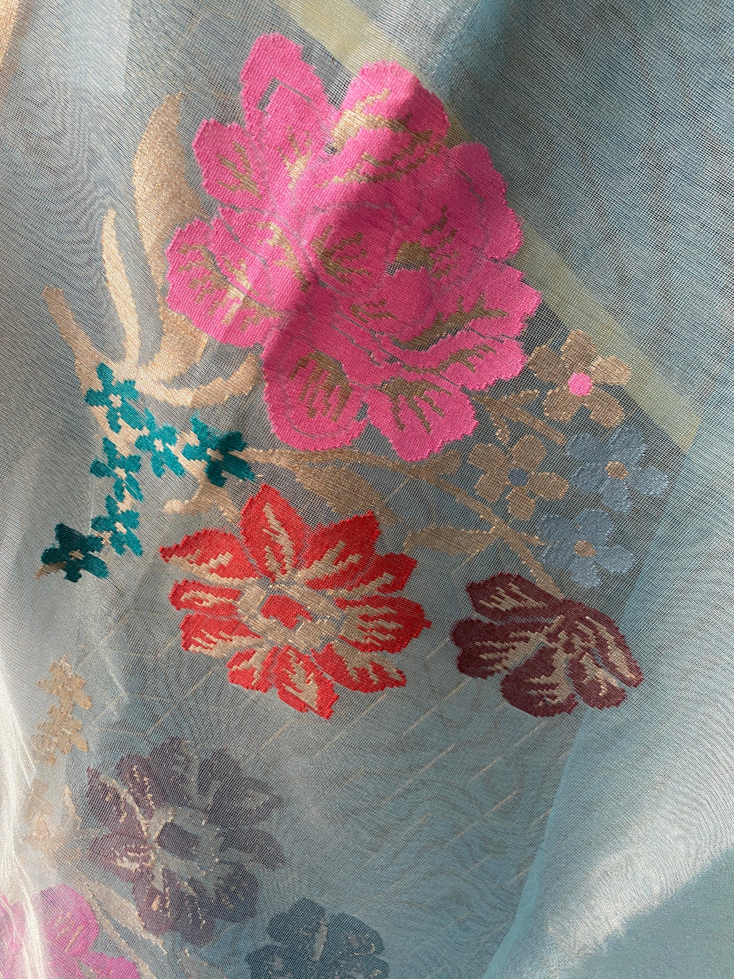 Light Blue Tissue Silk Banarasi Saree with Kadhwa Minakari Motifs by Shades Of Benares - banarasi - banarasi saree shop - banarasi saree manufacturers - banarasi saree wholesale - banaraasi sarees