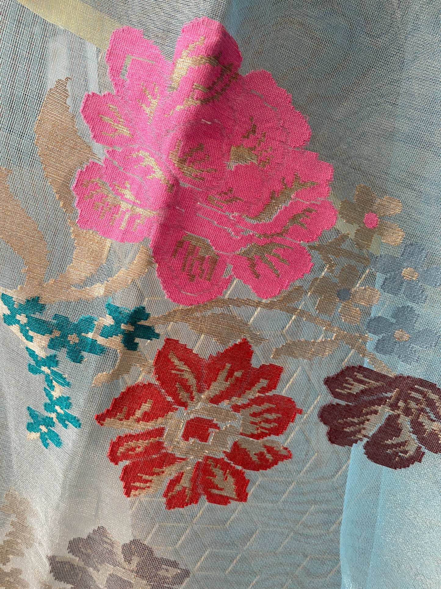 Light Blue Tissue Silk Banarasi Saree with Kadhwa Minakari Motifs by Shades Of Benares - banarasi - banarasi saree shop - banarasi saree manufacturers - banarasi saree wholesale - banaraasi sarees