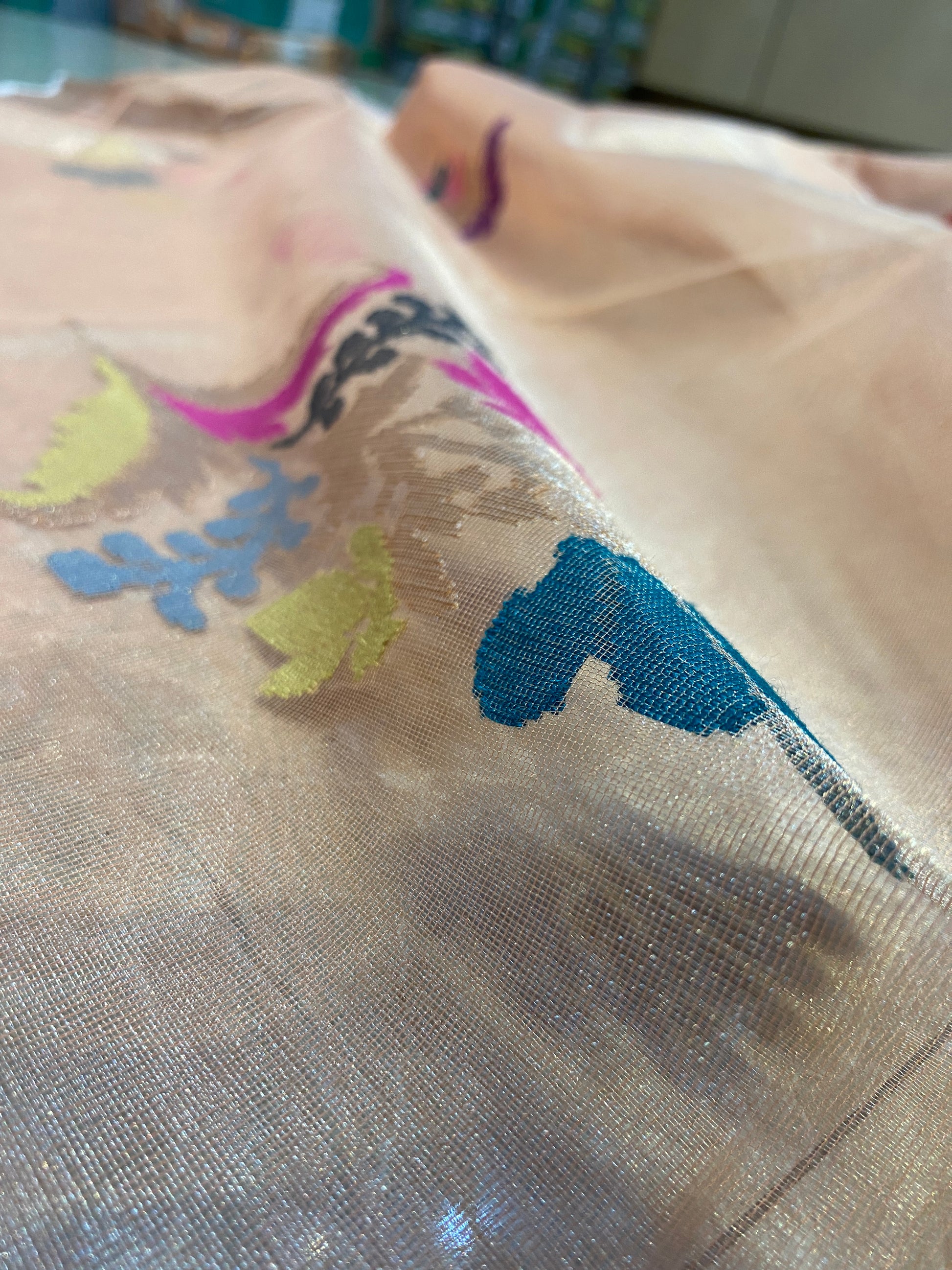 Peach Tissue Silk Banarasi Saree with Kadhwa Minakari Motifs by Shades Of Benares - banarasi - banarasi saree shop - banarasi saree manufacturers - banarasi saree wholesale - banaraasi sarees